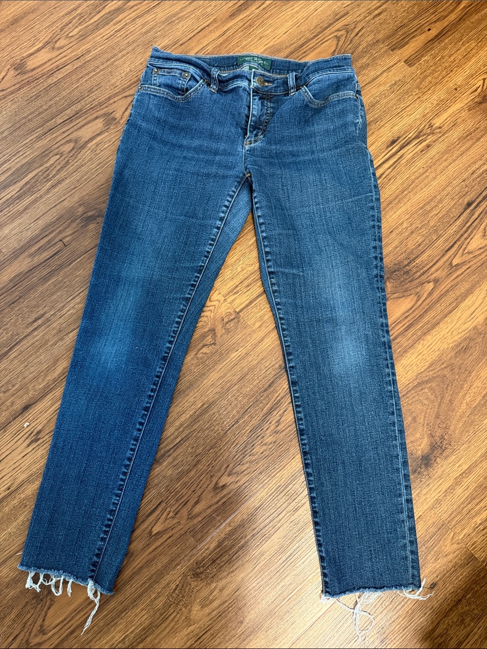 Ralph Lauren Women's Dark Blue Skinny Jeans with Raw Hem